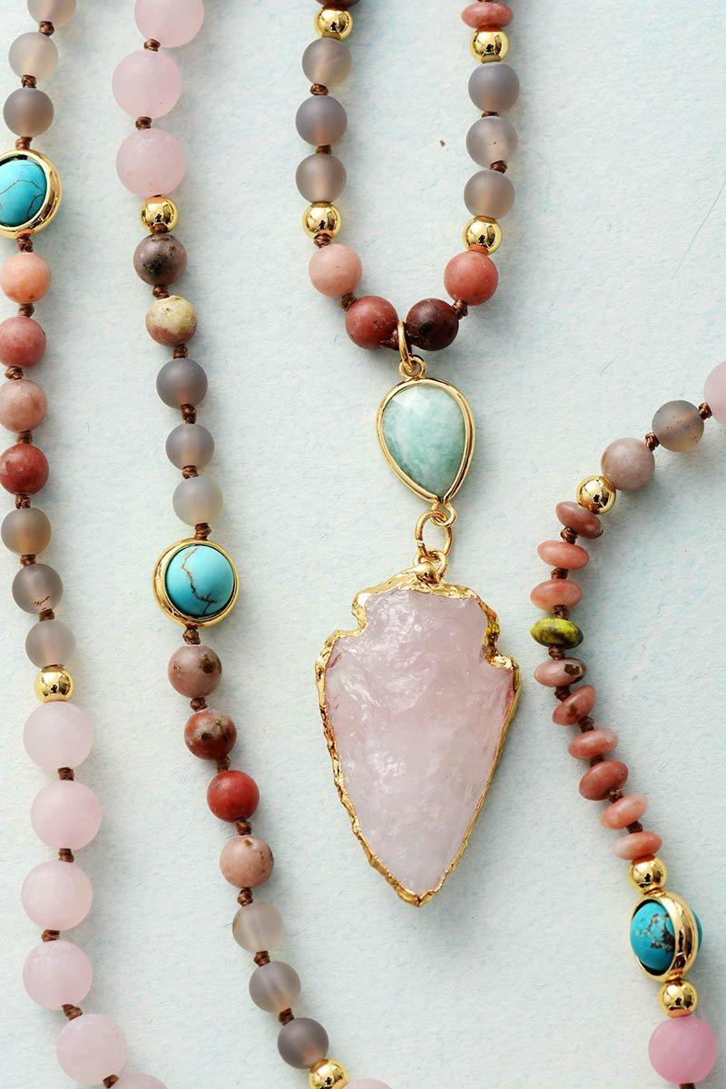 Rozenkwarts en Amazoniet Beschermketting - Livia