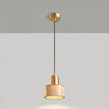 Japanse Cilinder Hanglamp – Minimalistische Messing & Houten LED Hanglamp