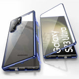 Magnetische geharde glazen dubbele telefoonhoes voor Samsung