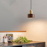 Japanse Cilinder Hanglamp – Minimalistische Messing & Houten LED Hanglamp