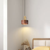 Japanse Cilinder Hanglamp – Minimalistische Messing & Houten LED Hanglamp