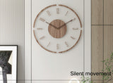 TimeWood - Nordische Stijlvolle Massieve Houten Wanduhr 14 Zoll