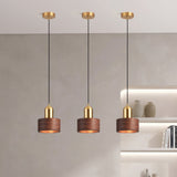 Japanse Cilinder Hanglamp – Minimalistische Messing & Houten LED Hanglamp