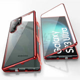 Magnetische geharde glazen dubbele telefoonhoes voor Samsung