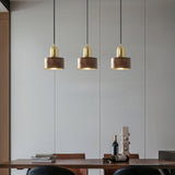 Japanse Cilinder Hanglamp – Minimalistische Messing & Houten LED Hanglamp