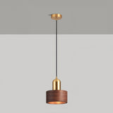 Japanse Cilinder Hanglamp – Minimalistische Messing & Houten LED Hanglamp