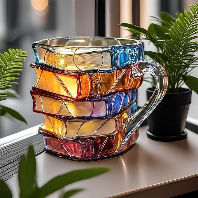 NovelMug | Handgeschilderde 3D boekenmok - unieke literaire mok, cadeau voor boekenliefhebbers