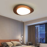 Scandinavische Kiezel Houtnerf Plafondlamp – Natuurlijke Elegant met Zachte LED Glans