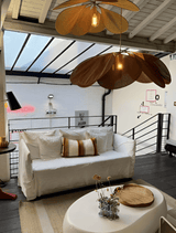 Vintage LED Plafondlamp met Bloemenstof voor Elegante Woonkamer