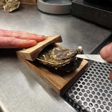 Premium Houten Handvat Oester Schelp Openaar Klem | Professionele Zeevruchten Shucking Station | Antislip Houten Basis