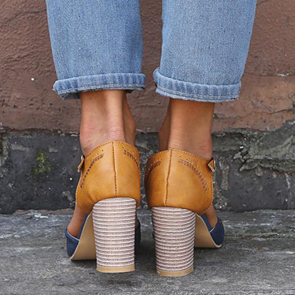 Pumps met Hak – Vintage T-Bandje & Tweekleurig Ontwerp