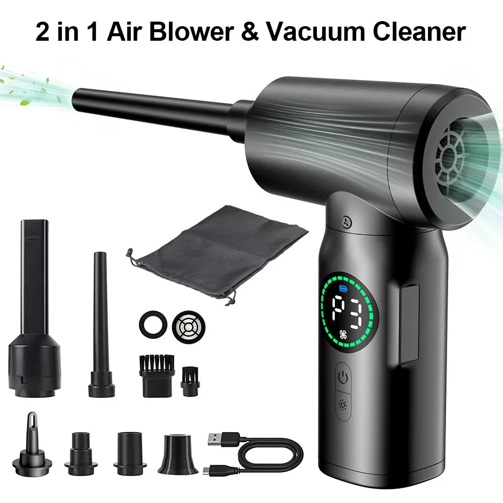 2-in-1 Draagbare Luchtstofzuiger en Blazer met LED-Licht (7500mAh) - AirMaster