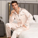 Silkon | Luxe Zijdezachte Satijnen Heren Pyjama Set | Lange Mouwen en Broek | Perfecte Pasvorm | Ademend en Comfortabel | Ideaal voor Ontspanning en Nachtrust | Ervaar Stijl en Comfort
