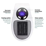 ThermoEase 350W Compact Verwarmingsapparaat | Wandcontactdoosverwarming met afstandsbediening | LED-display & Timer | 180° Draaistekker