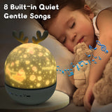 LED nachprojector met afstandsbediening en muziek – kinderlampje met sterren en timer