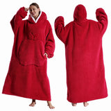 CozyHaven XXL Kapuzendecke | Zachte Sherpa Draagbare Deken met Mouwen & Zak | 140 cm | Unisex Winter Knuffeldeken