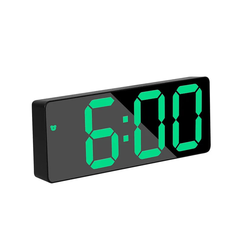 Moderne Elektronische Spiegelwekker met LED-display, Alarmfunctie en Temperatuurweergave – Stijlvol Digitale Klok voor Slaapkamer en Kantoor