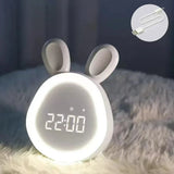 Schattige kinderwekker met LED-display, nachtlicht en alarm – Konijnenvorm voor jongens en meisjes, ideaal voor de kinderkamer en zacht ontwaken