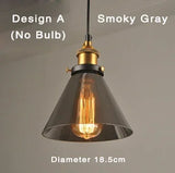 Industriële retro hanglamp met glas – Kappen van gerookt glas