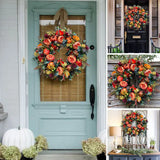 Autumna Charm Herfst Wreath | Pompoen & Riet | 40 cm | Handgemaakte Decoratie voor Herfst & Thanksgiving