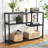 Zwarte Consoletafel – 4-Lagen Opbergrek, Industrieel Design, Voor Hal, Woonkamer of Achter de Bank