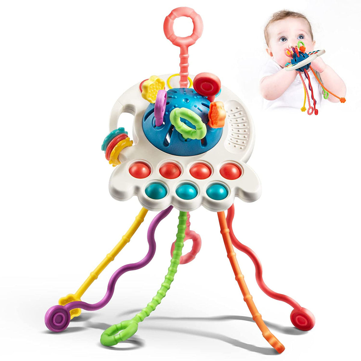 Juno Sensorisch UFO Speelgoed – Trek & Ontdek Activiteitsspeelgoed voor Baby's