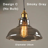 Industriële retro hanglamp met glas – Kappen van gerookt glas
