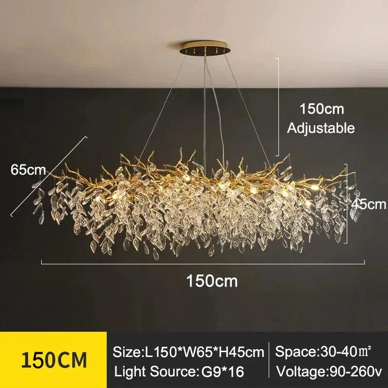 Aurelia luxe kristallen kroonluchter - Elegant ontwerp met takken en bladeren