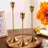 Set Van 3 Vintage Elegante Metalen En Aluminium Tafelblad Kandelaars