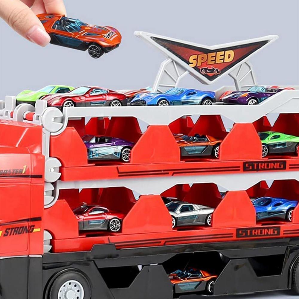 Speelgoed-vrachtwagen met aanhanger en auto's - MegaTransporter