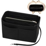 TassenLuxe Organizer Inlay | Vilt inzet met rits | 15 vakken & sleutelhanger | Voor handtassen & shoppers
