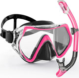 AquaVision Snorkelmasker Set voor Volwassenen | Antivog & Schokbestendig | Siliconen Rand & Droge Snorkel | 180° Gezichtsveld