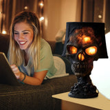 Gotische Tafel lamp SkullFire | Halloween schedel decoratie | LED Ambient Light | 20 x 11 x 11 cm
