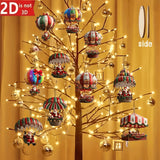 NordicJoy Kersthanger Heißluchtballon & Kerstman | 10-delige set Houten Ornamenten | Kerstdecoratie & Deko Cadeau-idee