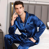 Silkon | Luxe Zijdezachte Satijnen Heren Pyjama Set | Lange Mouwen en Broek | Perfecte Pasvorm | Ademend en Comfortabel | Ideaal voor Ontspanning en Nachtrust | Ervaar Stijl en Comfort