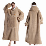 CozyHaven XXL Kapuzendecke | Zachte Sherpa Draagbare Deken met Mouwen & Zak | 140 cm | Unisex Winter Knuffeldeken