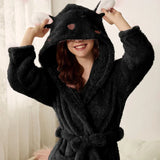 Flanellen Badjas CuddleBunny | Met Konijnenoren & Kapuze | Zacht, Warm & Onderhoudsvriendelijk | Voor Gezellige Uren Thuis