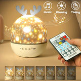 LED nachprojector met afstandsbediening en muziek – kinderlampje met sterren en timer