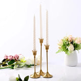 Set Van 3 Vintage Elegante Metalen En Aluminium Tafelblad Kandelaars