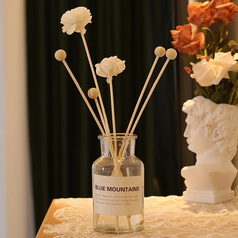 10x Houten Geurballen Met Rattan Stokjes | Geurstokjes Set | Aroma Diffuser Accessoires DIY