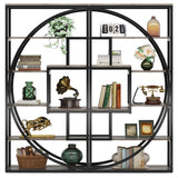 Oakford Industrieel Boekenrek 5-Laags 70.8 Inch Hoog | Boekenrek | Vintage Grijs Boekenkast met 8 Open Opslagvakken