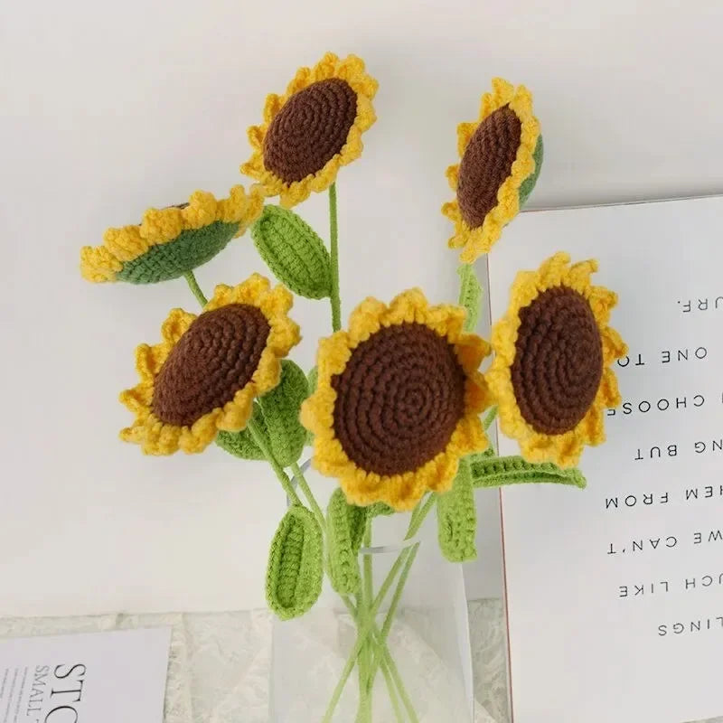 Handgehaakt Zonnebloem Boeket – Een stralend en blijvend symbool van pure vreugde