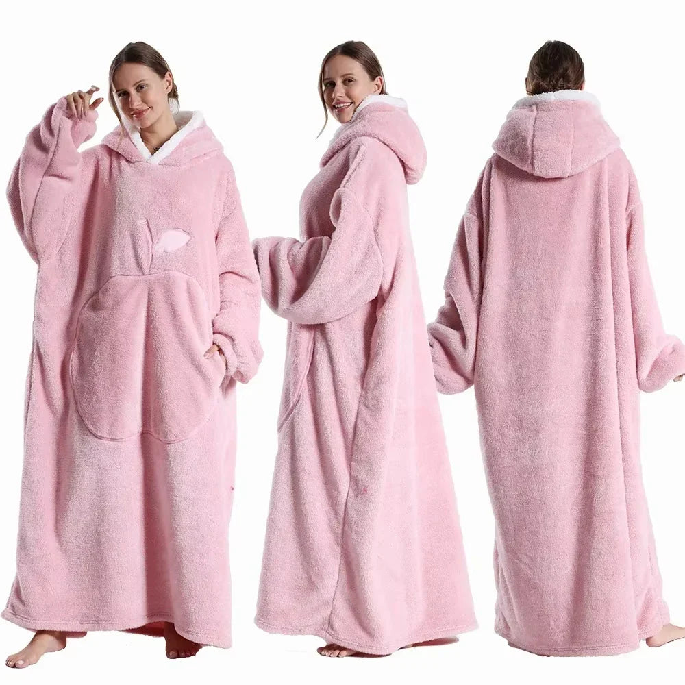 CozyHaven XXL Kapuzendecke | Zachte Sherpa Draagbare Deken met Mouwen & Zak | 140 cm | Unisex Winter Knuffeldeken