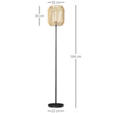Moderne Staande Vloerlamp – Handgeweven Papieren Lampenkap – E27 Fitting – 164 cm – Voor Woonkamer & Slaapkamer