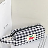 Kawaii geborduurde etui met kersenprint | Pennenzak | Japanse opbergcase voor schoolbenodigdheden