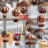 NordicJoy Kersthanger Heißluchtballon & Kerstman | 10-delige set Houten Ornamenten | Kerstdecoratie & Deko Cadeau-idee
