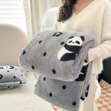 Pandaluna Knuffeldeken Flanel met Ruitpatroon | Zacht & Ademend | Voor Bank, Bed & Kantoor | Wasmachinebestendig | Roze/Wit