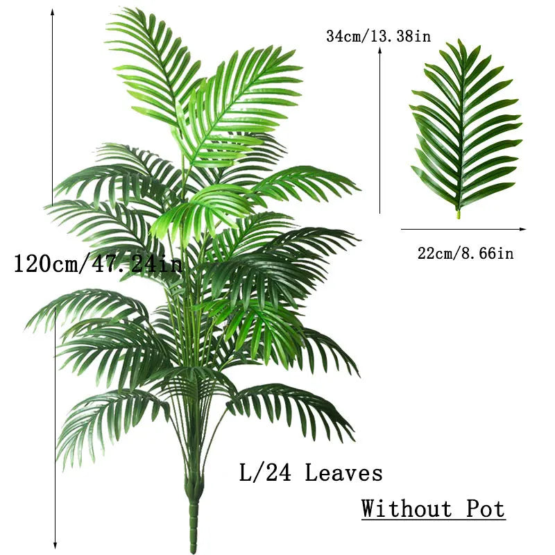 Grote Kunstmatige Palmboom Tropische Nep Planten Groene Plastic Palmbladeren 90-120cm