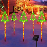 Set van 5 Zonne-Energie Kerstboomlichten - Vrolijke Buitenverlichting voor de Feestdagen
