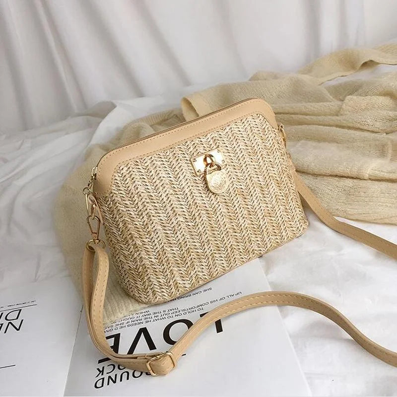 Boho Gevlochten Stro Schoudertas – Elegant en Licht